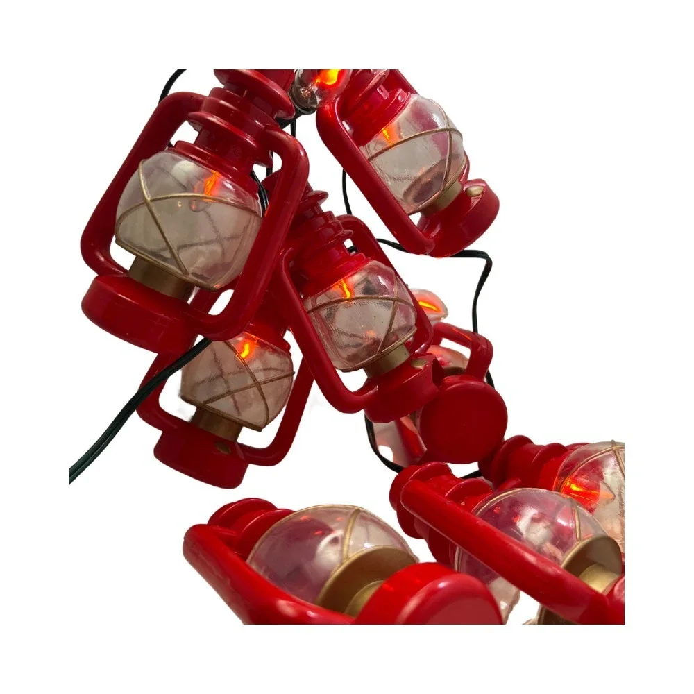 Vintage Red‎ Lantern String Lights Rustic Cabin Christmas Decor Novelty Lighting
